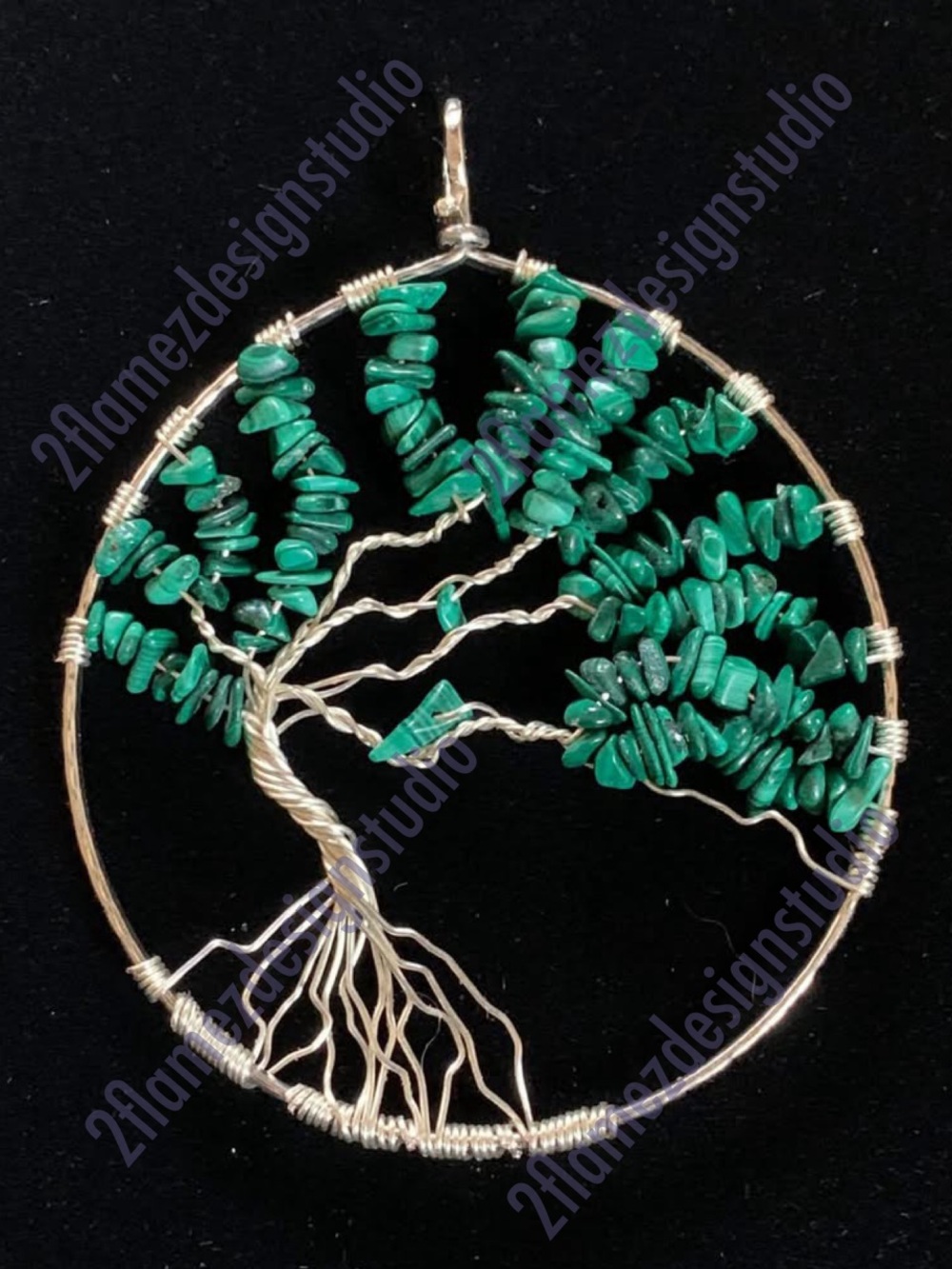 Malachite Wire Tree of Life Pendant